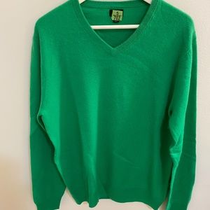 J. Crew 100% Cashmere Green V-Neck Men’s Sweater M